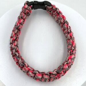 Vintage Paracord Survival Bracelet Gray Black Pink Woven Cord Adjustable Buckle
